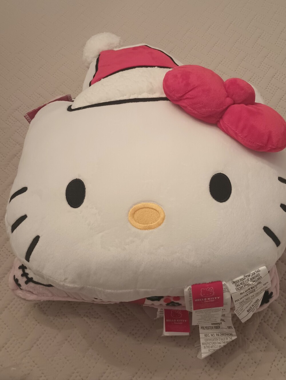 Sanrio Hello Kitty Holiday Face Plush Set Of 2 Pillows - White & Pink 18"x 18"